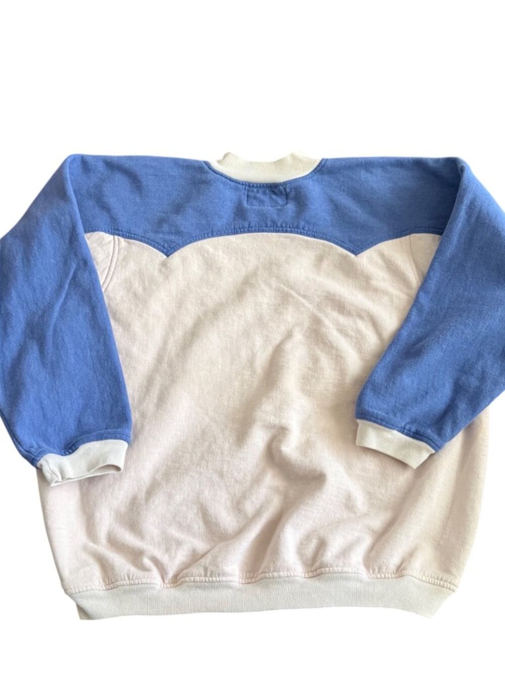 Vintage Blanc Bleu Rodeo Graphic Sweatshirt Blue & White Colorblock Western Styl - Picture 3 of 3